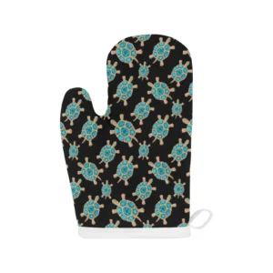 Sea Turtle Blue Stone Pattern Heat Resistant Oven Mitts Pot Holders Set