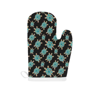 Sea Turtle Blue Stone Pattern Heat Resistant Oven Mitts Pot Holders Set