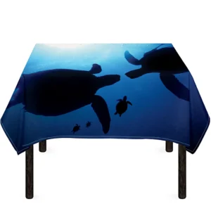 Sea Turtle Family Underwater Print Tablecloth Kitchen Home Decor