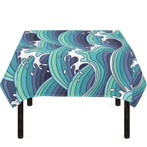 Sea Wave Surfing Pattern Print Tablecloth Kitchen Home Decor