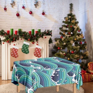 Sea Wave Surfing Pattern Print Tablecloth Kitchen Home Decor