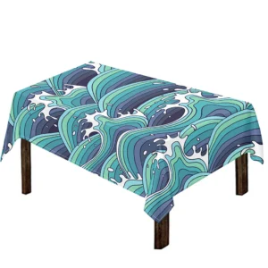 Sea Wave Surfing Pattern Print Tablecloth Kitchen Home Decor