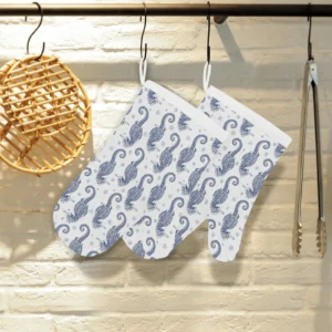 Seahorse Pattern Background Heat Resistant Oven Mitts Pot Holders Set