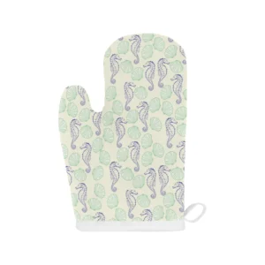 Seahorse Shell Pattern Heat Resistant Oven Mitts Pot Holders Set