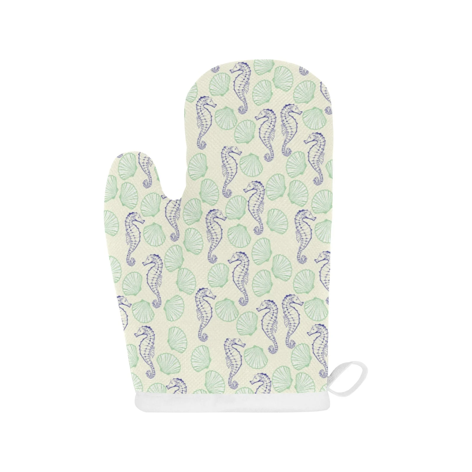 Seahorse Shell Pattern Heat Resistant Oven Mitts Pot Holders Set Seahorse Shell Pattern Heat Resistant Oven Mitts Pot Holders Set