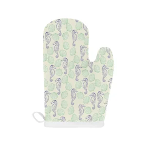 Seahorse Shell Pattern Heat Resistant Oven Mitts Pot Holders Set