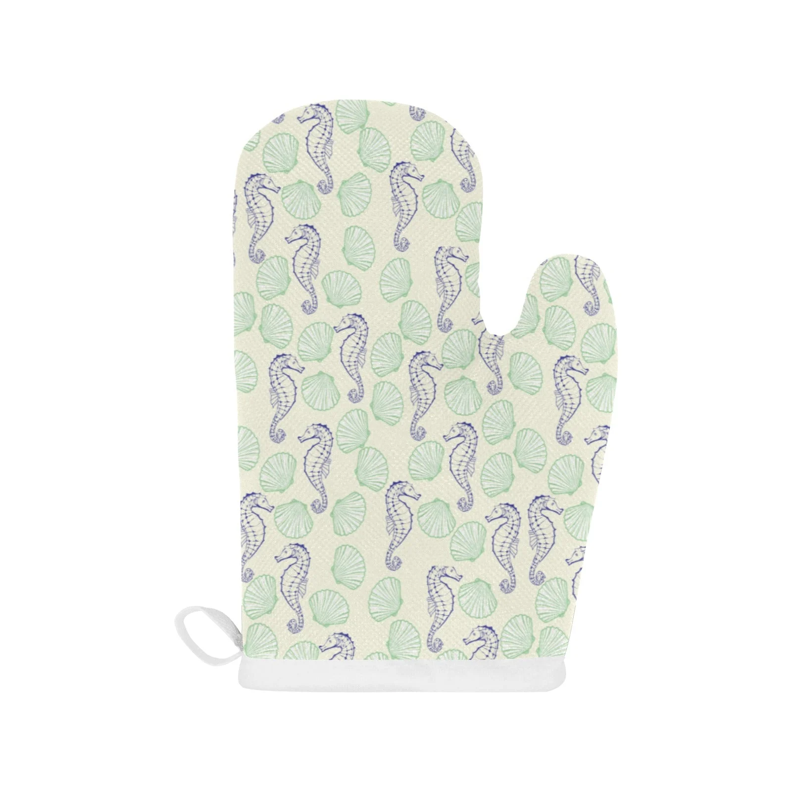 Seahorse Shell Pattern Heat Resistant Oven Mitts Pot Holders Set Seahorse Shell Pattern Heat Resistant Oven Mitts Pot Holders Set