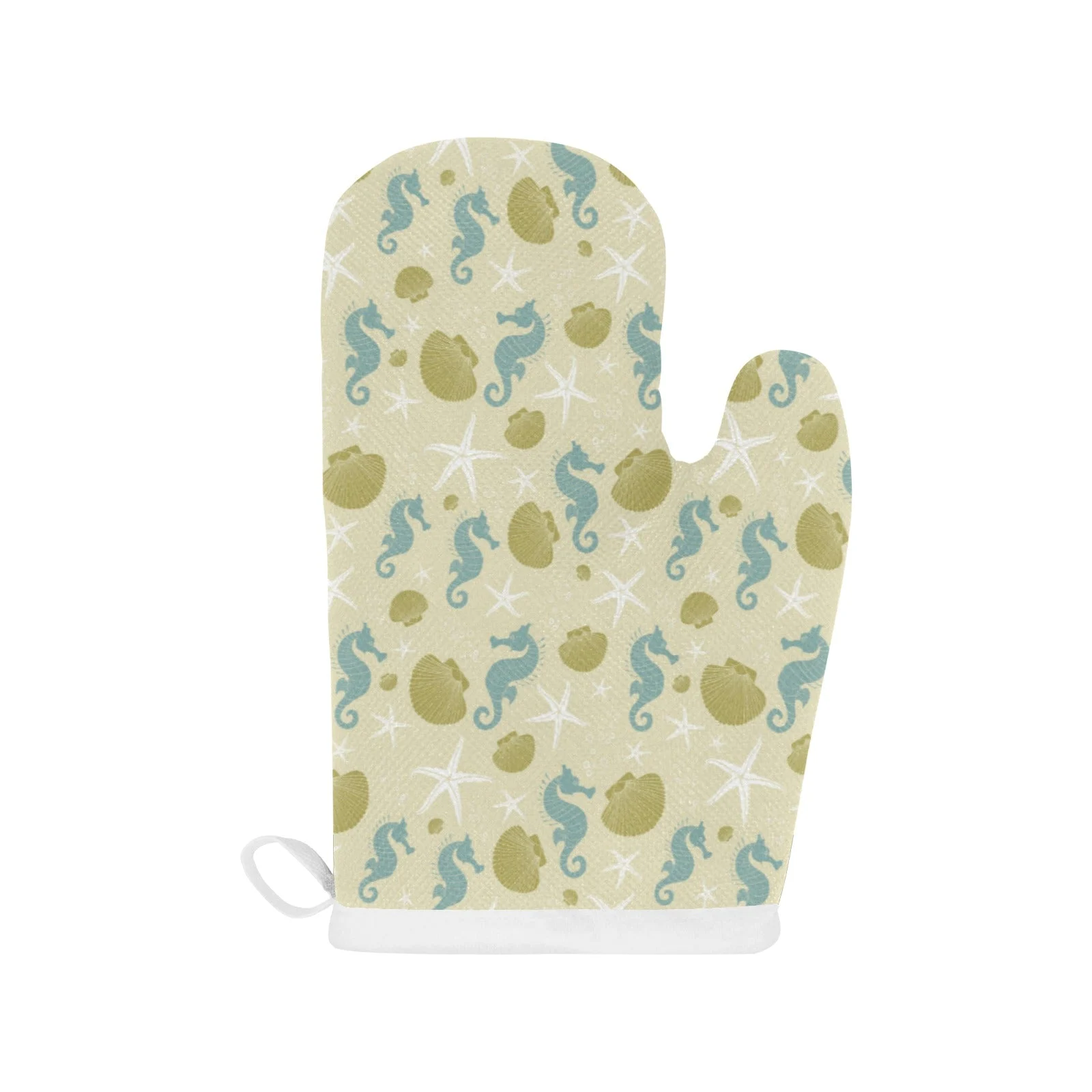 Seahorse Shell Starfish Pattern Background Heat Resistant Oven Mitts Pot Holders Set Seahorse Shell Starfish Pattern Background Heat Resistant Oven Mitts Pot Holders Set