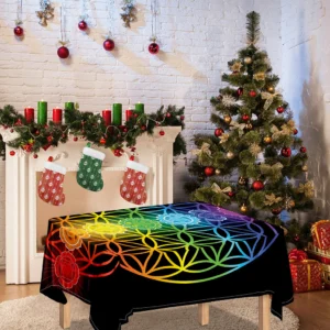 Seven Chakras Flower Of Life Print Tablecloth Kitchen Home Decor