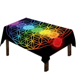 Seven Chakras Flower Of Life Print Tablecloth Kitchen Home Decor