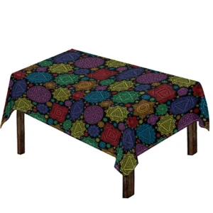 Seven Chakras Flowers Pattern Print Tablecloth Kitchen Home Decor