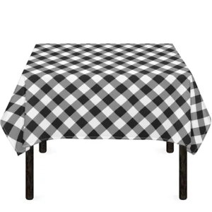 Shadow Grey And White Gingham Print Tablecloth Kitchen Home Decor