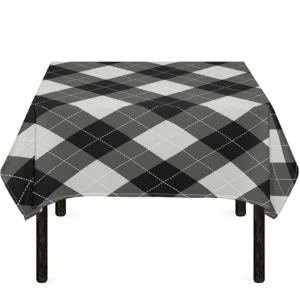Shadow Grey Argyle Pattern Print Tablecloth Kitchen Home Decor