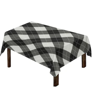 Shadow Grey Argyle Pattern Print Tablecloth Kitchen Home Decor