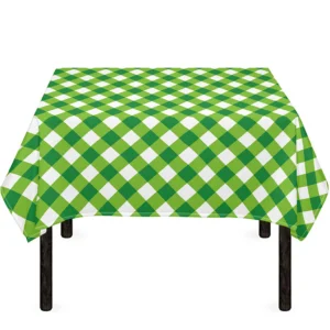 Shamrock Green And White Gingham Print Tablecloth Kitchen Home Decor