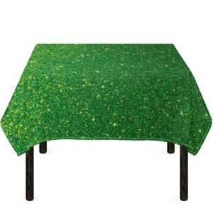 Shamrock Green (NOT Real) Glitter Print Tablecloth Kitchen Home Decor