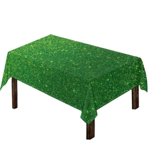 Shamrock Green (NOT Real) Glitter Print Tablecloth Kitchen Home Decor