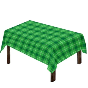 Shamrock Green Plaid Pattern Print Tablecloth Kitchen Home Decor