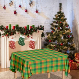 Shamrock Plaid St. Patrick's Day Print Tablecloth Kitchen Home Decor