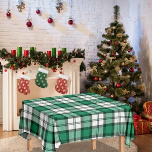 Shamrock St. Patrick's Day Tartan Print Tablecloth Kitchen Home Decor