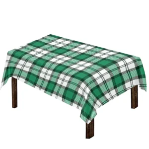 Shamrock St. Patrick's Day Tartan Print Tablecloth Kitchen Home Decor