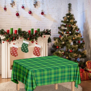 Shamrock Tartan St. Patrick's Day Print Tablecloth Kitchen Home Decor