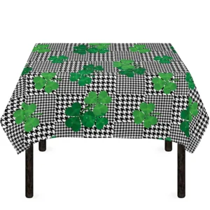 Shamrocks Houndstooth Pattern Print Tablecloth Kitchen Home Decor