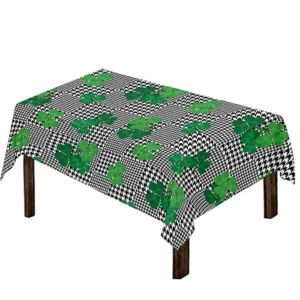 Shamrocks Houndstooth Pattern Print Tablecloth Kitchen Home Decor