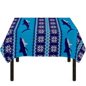Shark Knitted Pattern Print Tablecloth Kitchen Home Decor