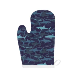 Shark Pattern Heat Resistant Oven Mitts Pot Holders Set