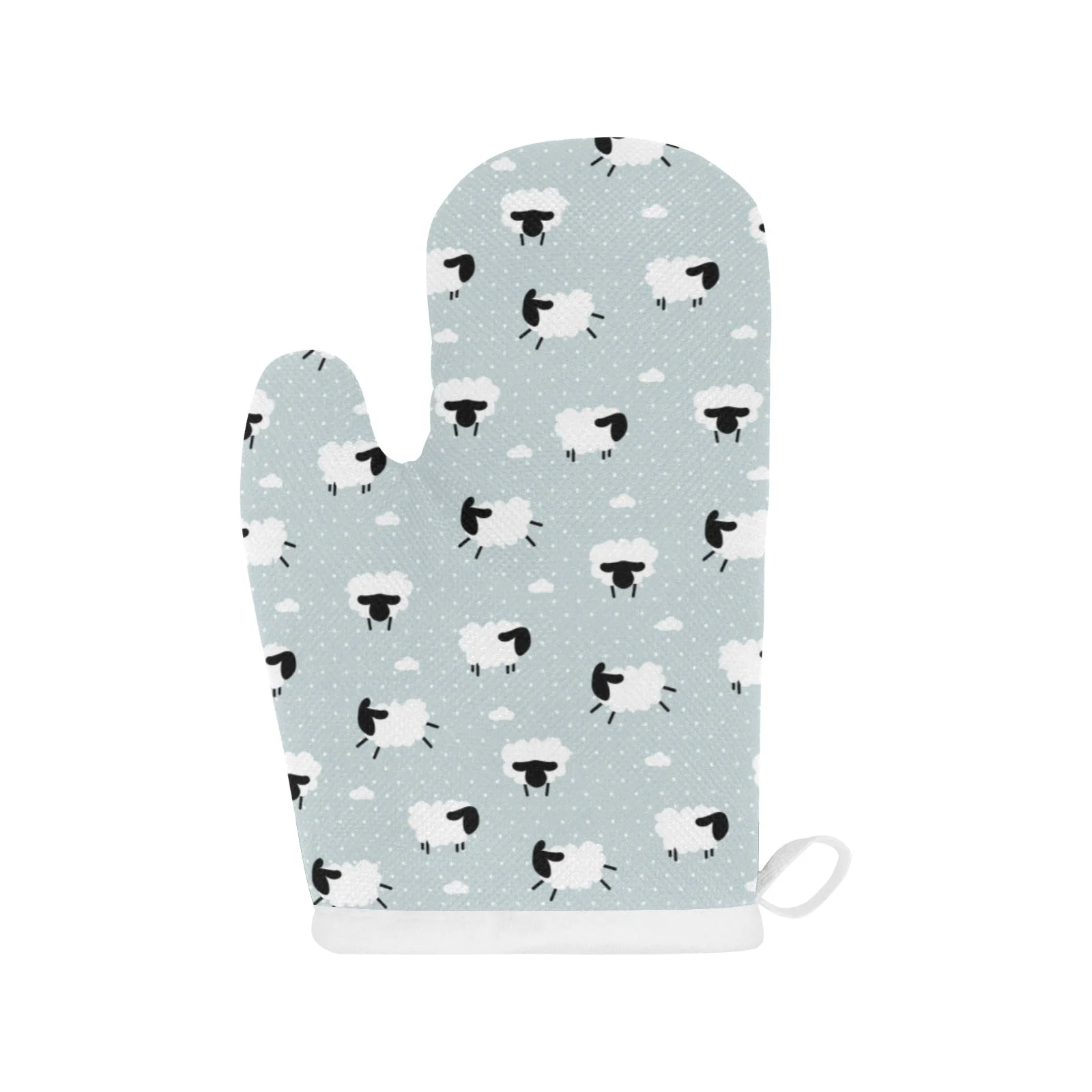 Sheep Polka Dot Cloud Pattern Heat Resistant Oven Mitts Pot Holders Set Sheep Polka Dot Cloud Pattern Heat Resistant Oven Mitts Pot Holders Set