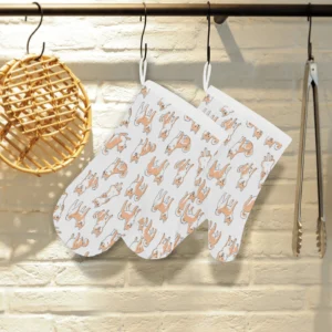 Shiba Inu Dog Pattern Heat Resistant Oven Mitts Pot Holders Set