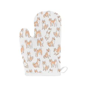 Shiba Inu Dog Pattern Heat Resistant Oven Mitts Pot Holders Set