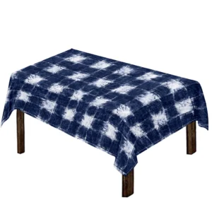 Shibori Grid Pattern Print Tablecloth Kitchen Home Decor