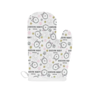 Siberian Husky Design Pattern Heat Resistant Oven Mitts Pot Holders Set