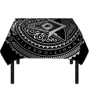 Silver And Black All Seeing Eye Print Tablecloth Kitchen Home Decor