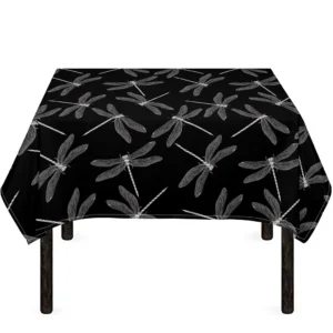 Silver Dragonfly Pattern Print Tablecloth Kitchen Home Decor