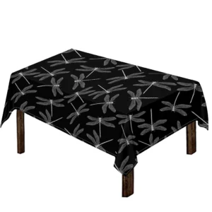 Silver Dragonfly Pattern Print Tablecloth Kitchen Home Decor