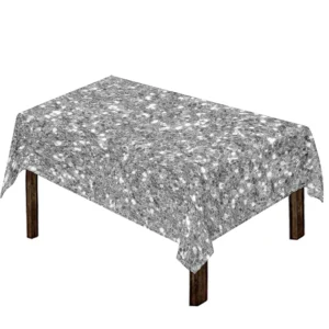 Silver (NOT Real) Glitter Print Tablecloth Kitchen Home Decor