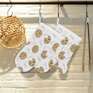 Sketch Style Cookie Pattern Heat Resistant Oven Mitts Pot Holders Set