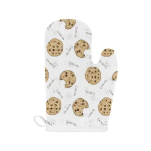 Sketch Style Cookie Pattern Heat Resistant Oven Mitts Pot Holders Set