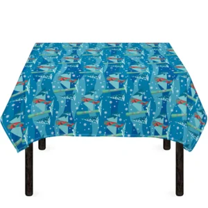 Ski And Snowboard Pattern Print Tablecloth Kitchen Home Decor