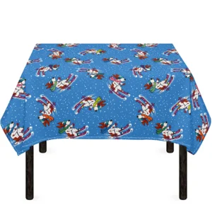 Skiing Dog Pattern Print Tablecloth Kitchen Home Decor