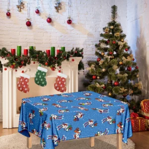 Skiing Dog Pattern Print Tablecloth Kitchen Home Decor