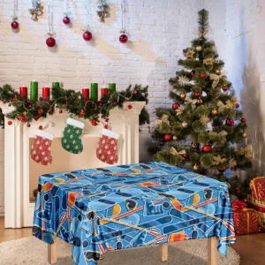 Skiing Equipment Pattern Print Tablecloth Kitchen Home Decor