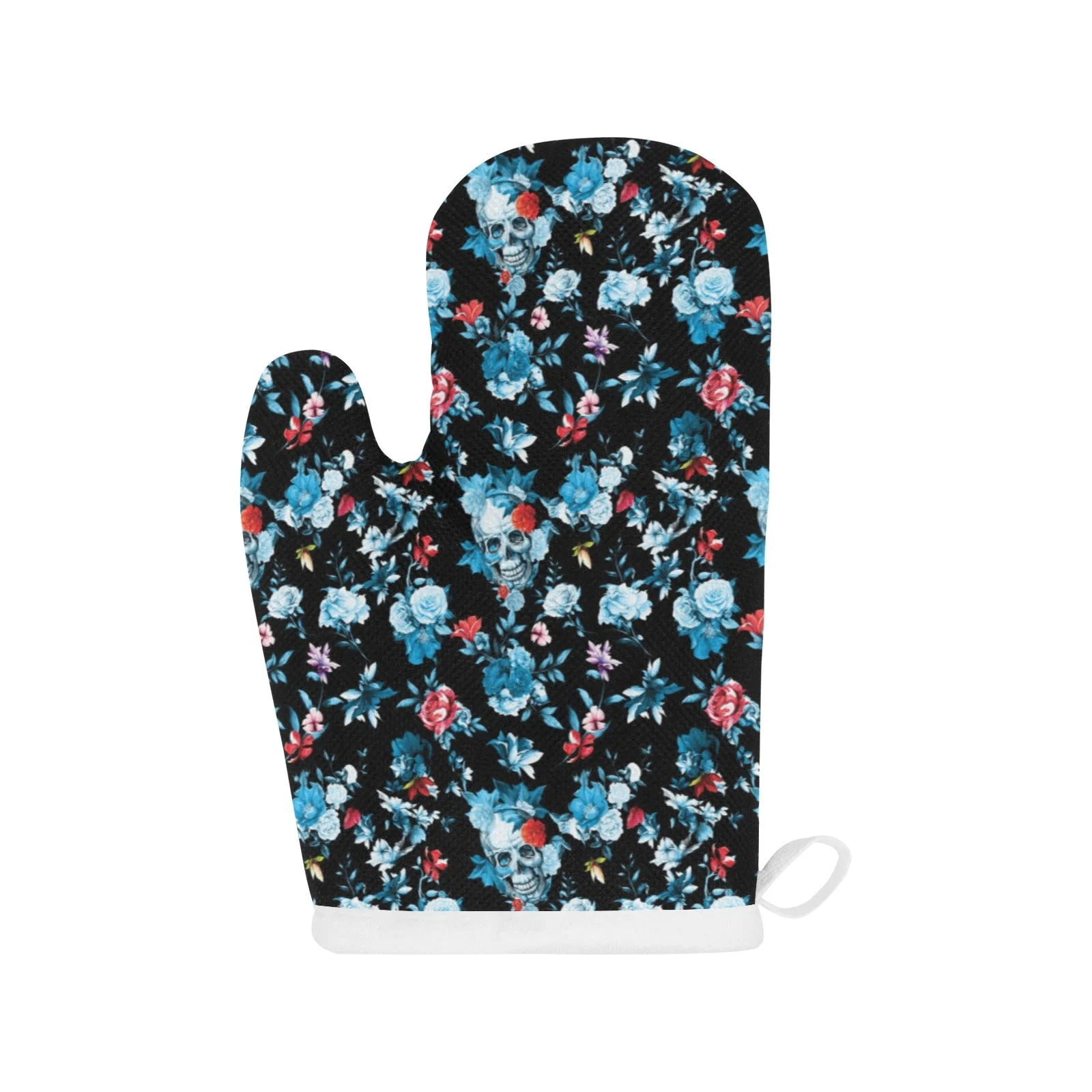 Skull Flower Roses Leave Pattern Heat Resistant Oven Mitts Pot Holders Set Skull Flower Roses Leave Pattern Heat Resistant Oven Mitts Pot Holders Set