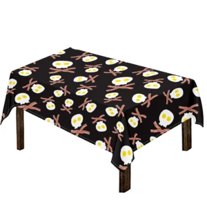 Skull Fried Egg And Bacon Pattern Print Tablecloth Kitchen Home Decor