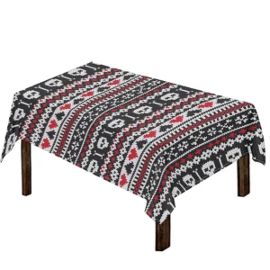 Skull Knitted Pattern Print Tablecloth Kitchen Home Decor