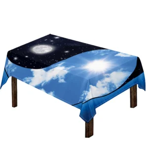 Sky And Space Yin Yang Print Tablecloth Kitchen Home Decor