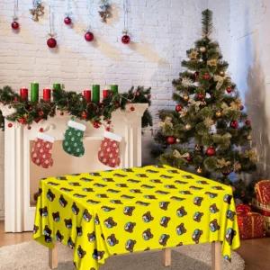 Sleeping Bear Emoji Pattern Print Tablecloth Kitchen Home Decor